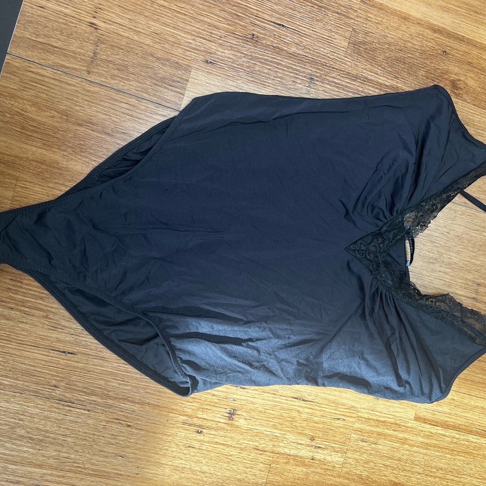 Zara Black Lace Trim Bodysuit